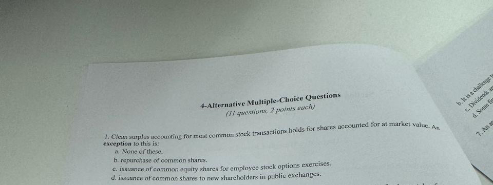 4 - Alternative Multiple - Choice Questions ( 1 1