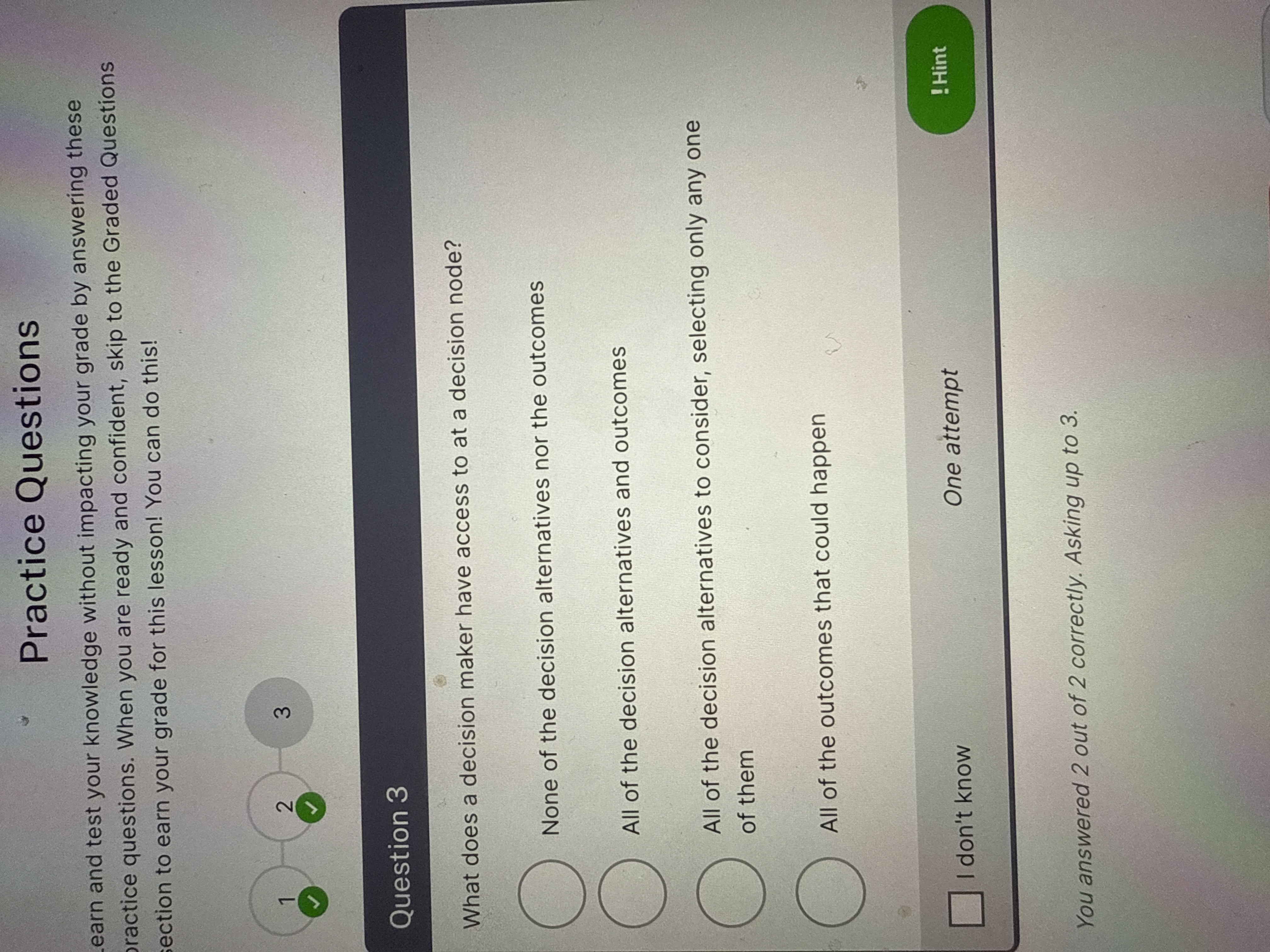 Answer Practice Questions earn and test your