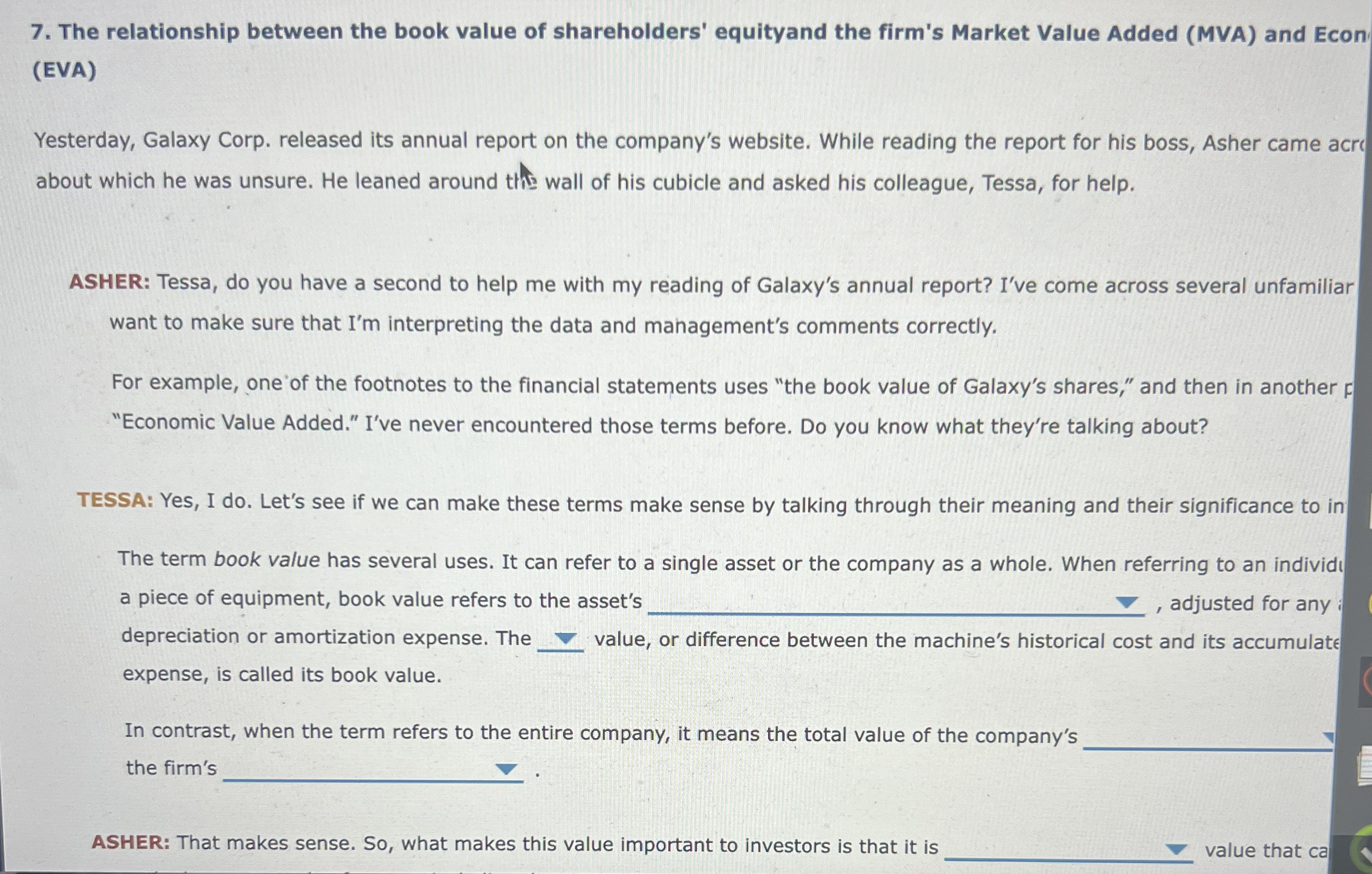 The relationship between the book value of