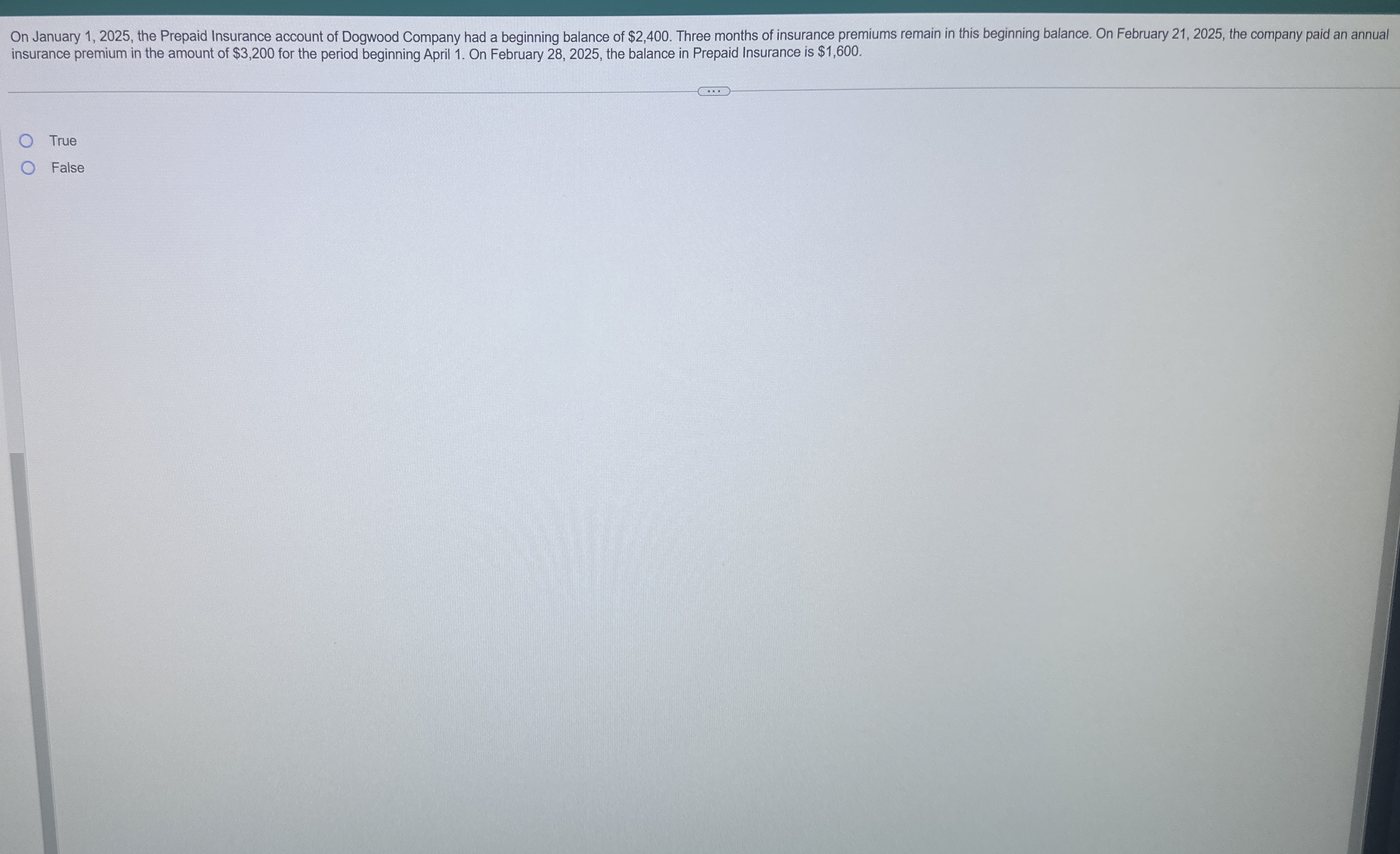 On January 1 , 2 0 2 5 , the Prepaid Insurance