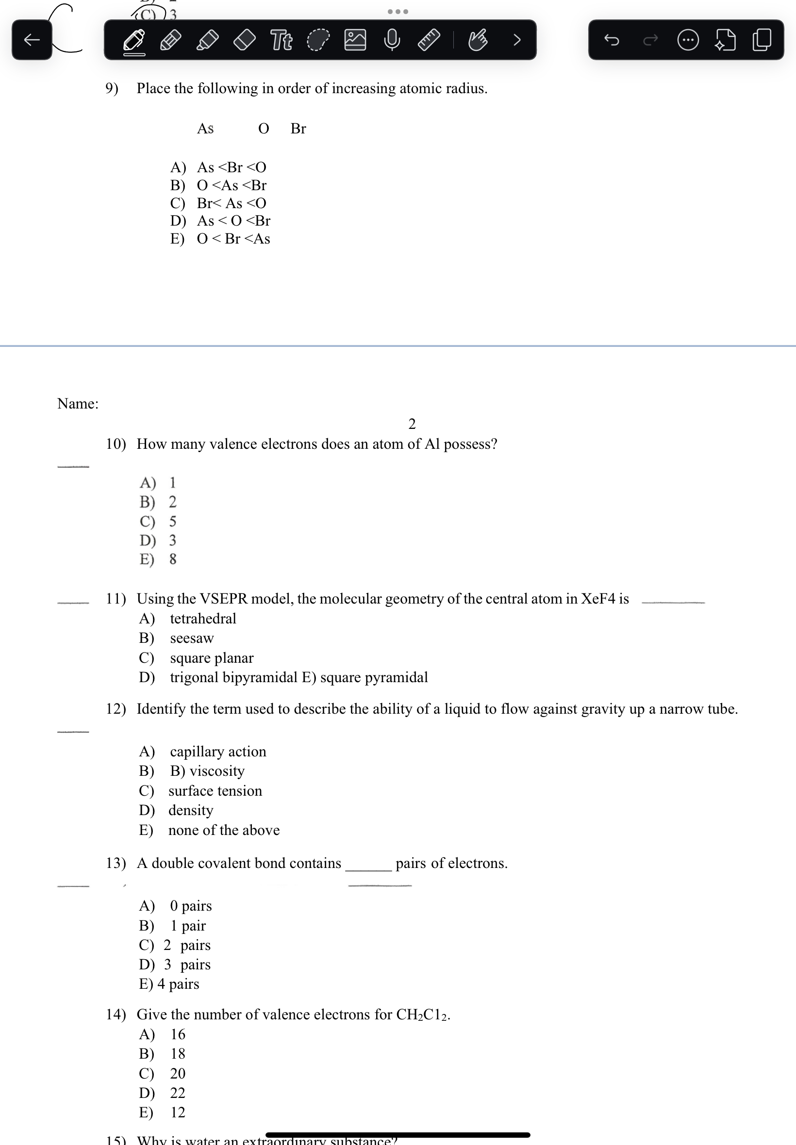 Answer (C )3 . . . 0 9) Place the following in