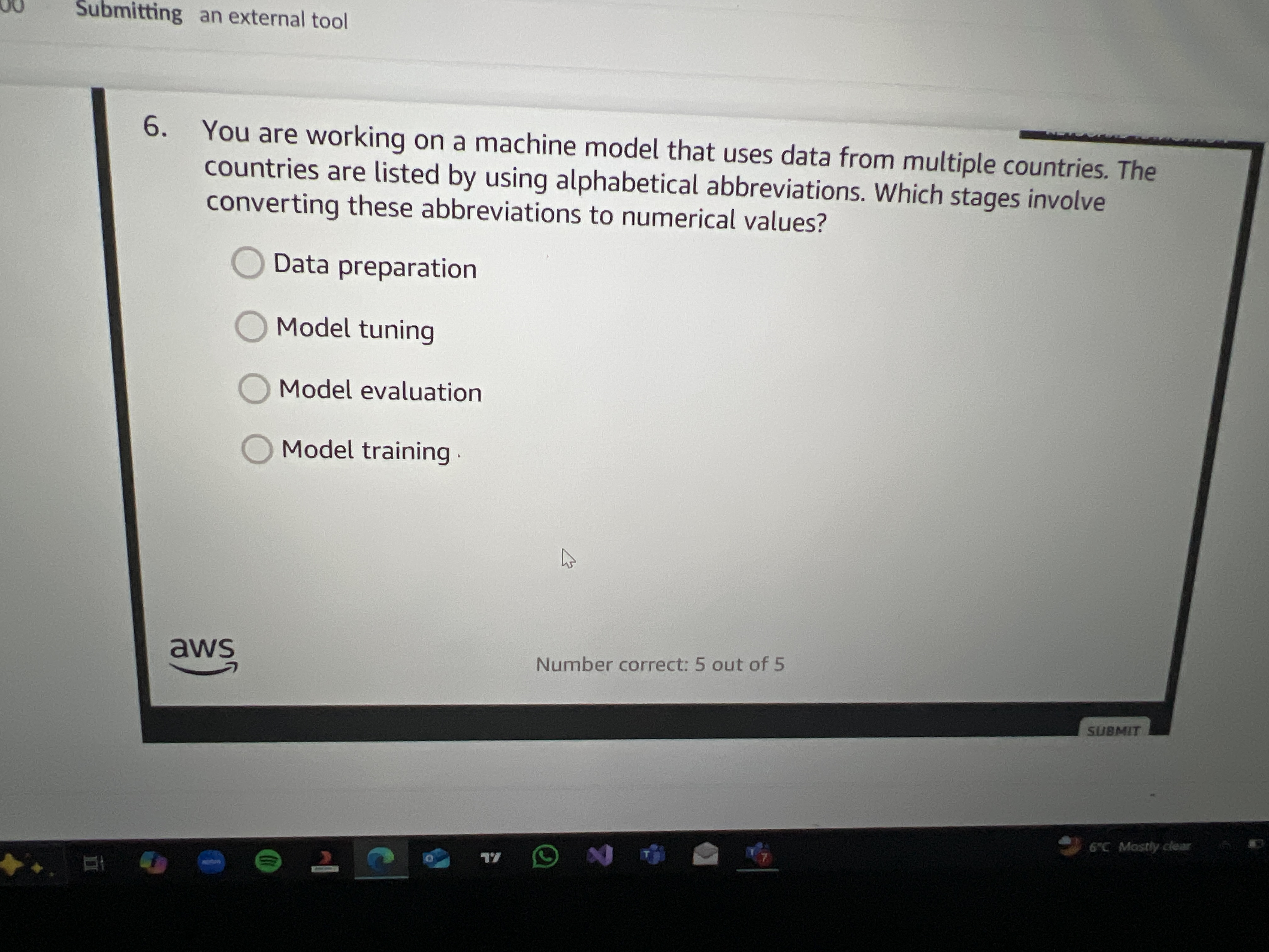 Answer Submitting an external tool 6. You are