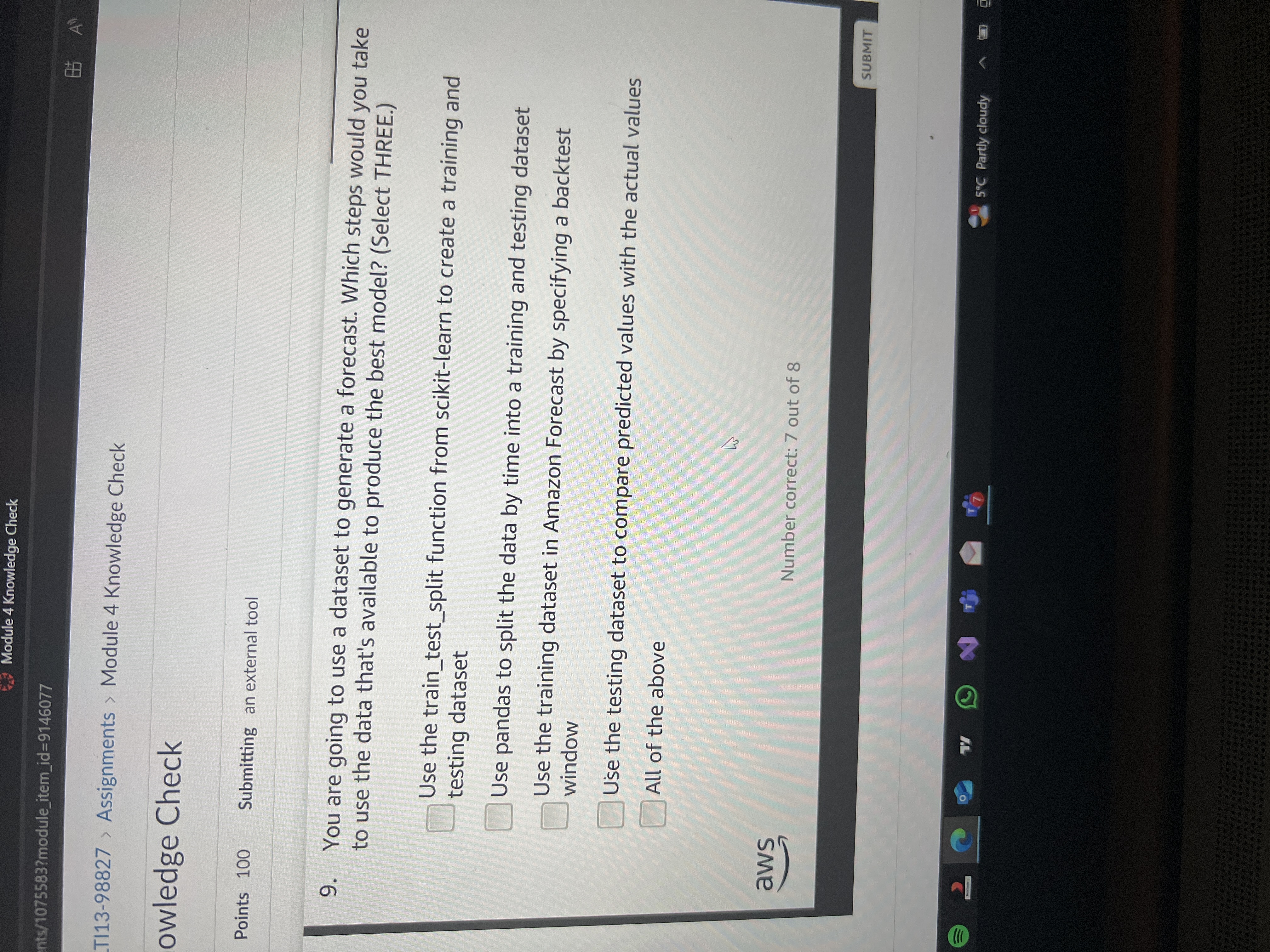 Correct answer Module 4 Knowledge Check