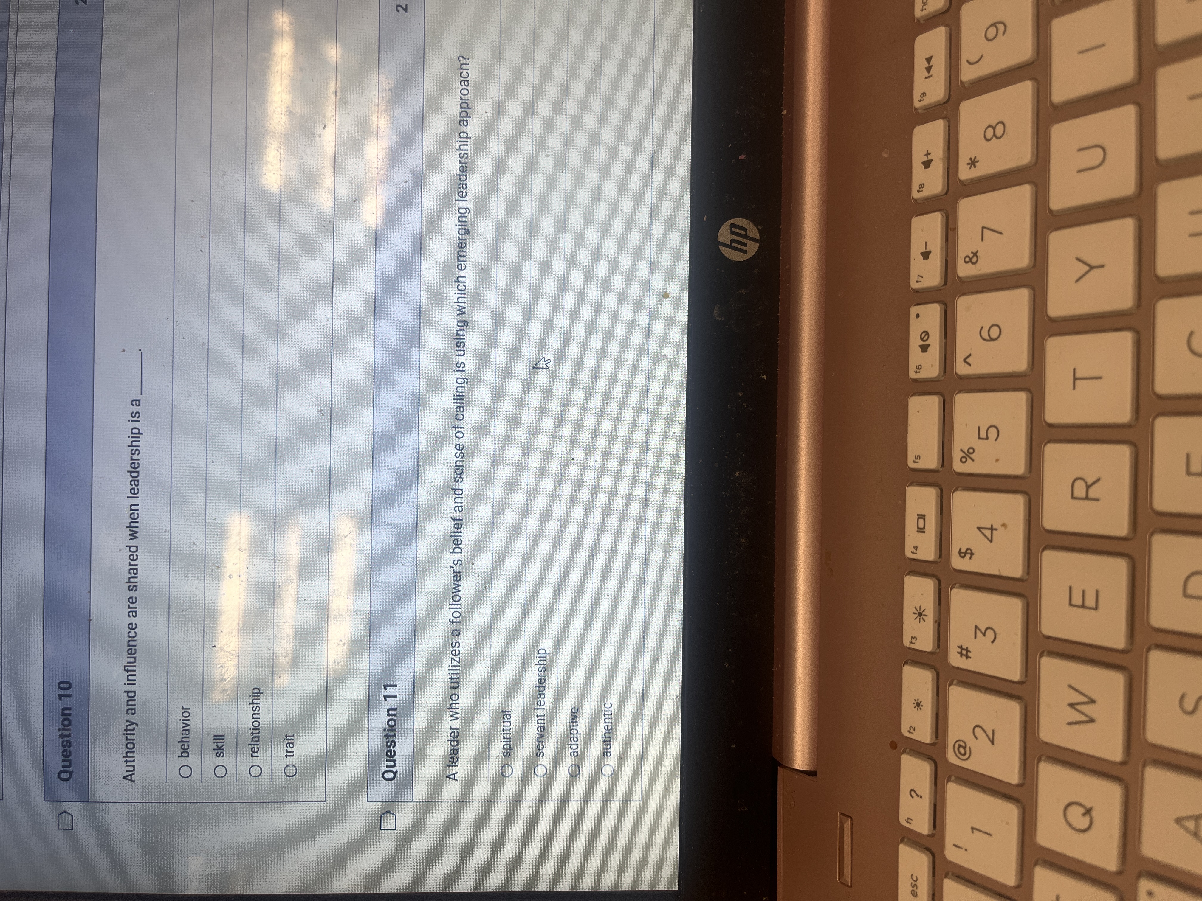 Answer D Question 10 Authority and influence are