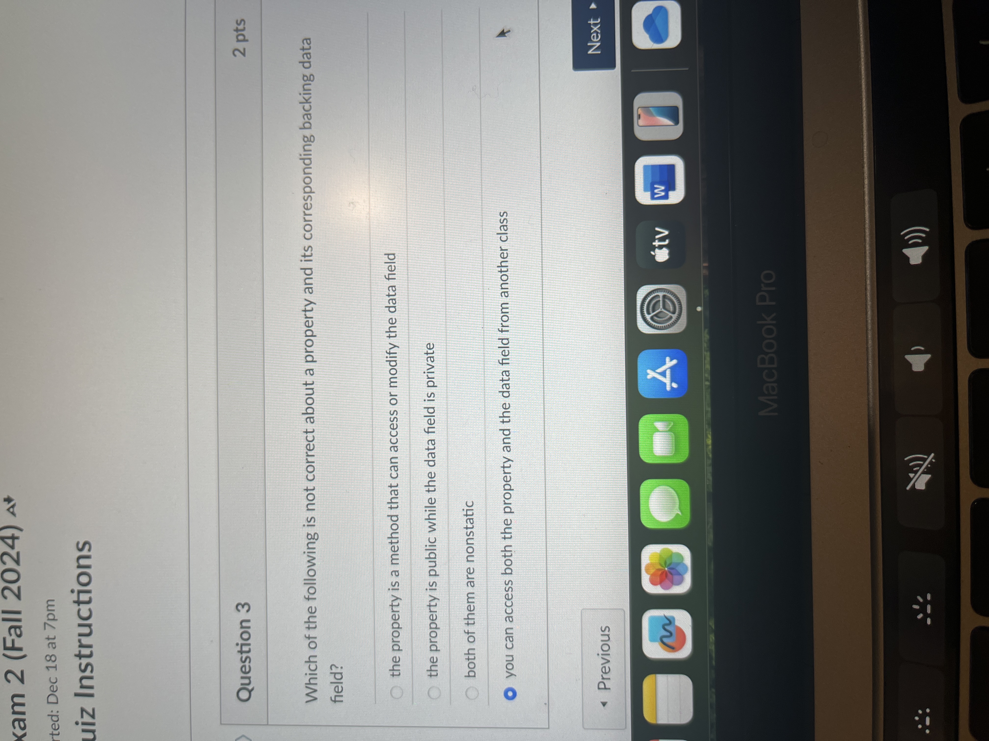 Answer kam 2 (Fall 2024) At ted: Dec 18 at 7pm