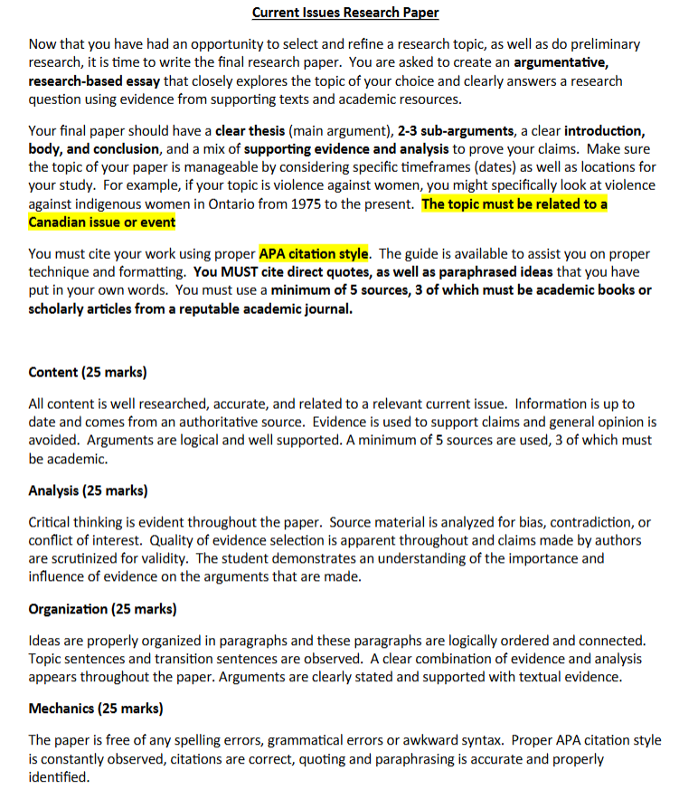 I need help with this assignment (essay): Current
