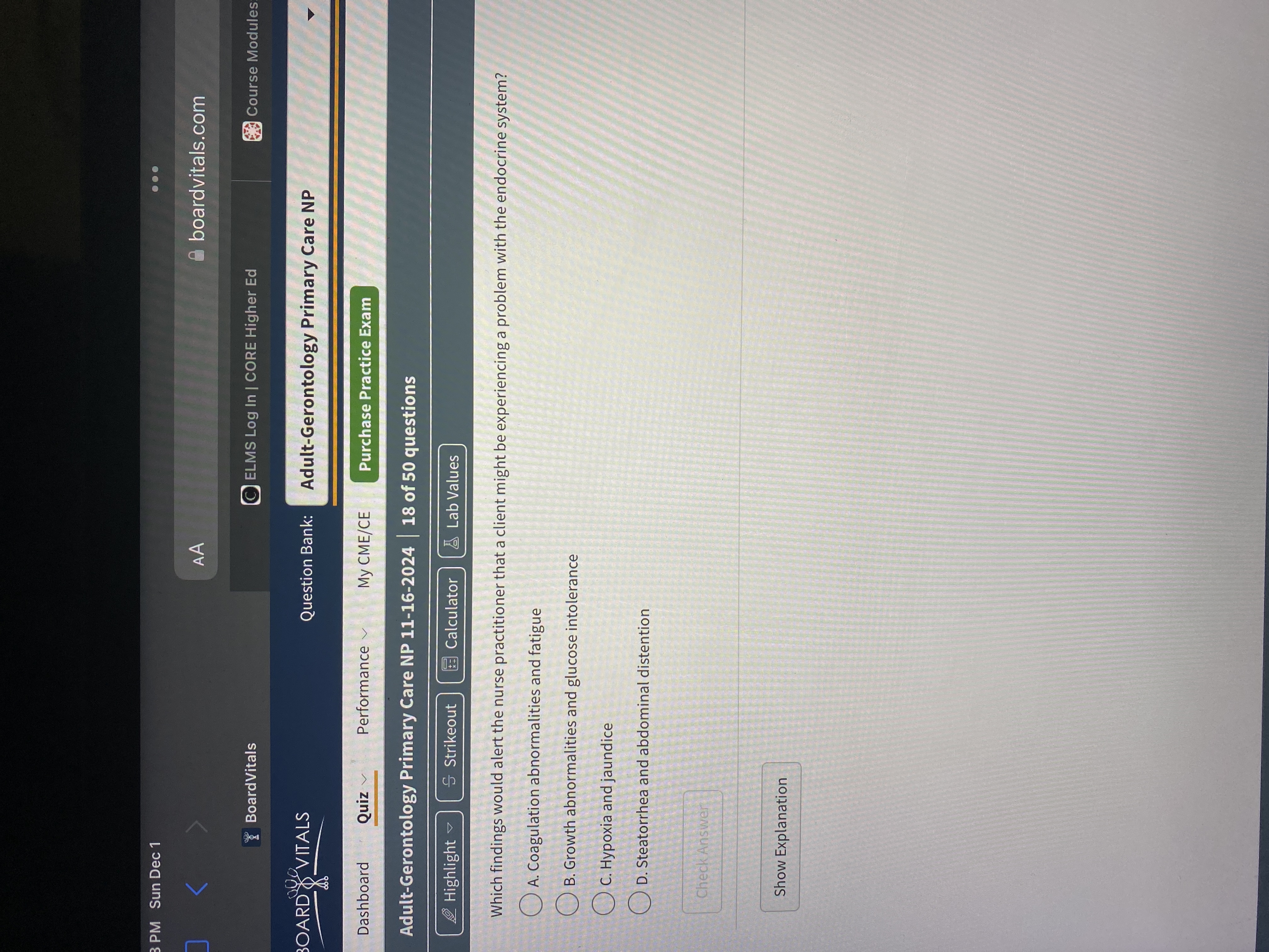 Answer PM Sun Dec 1 . . . AA boardvitals.com