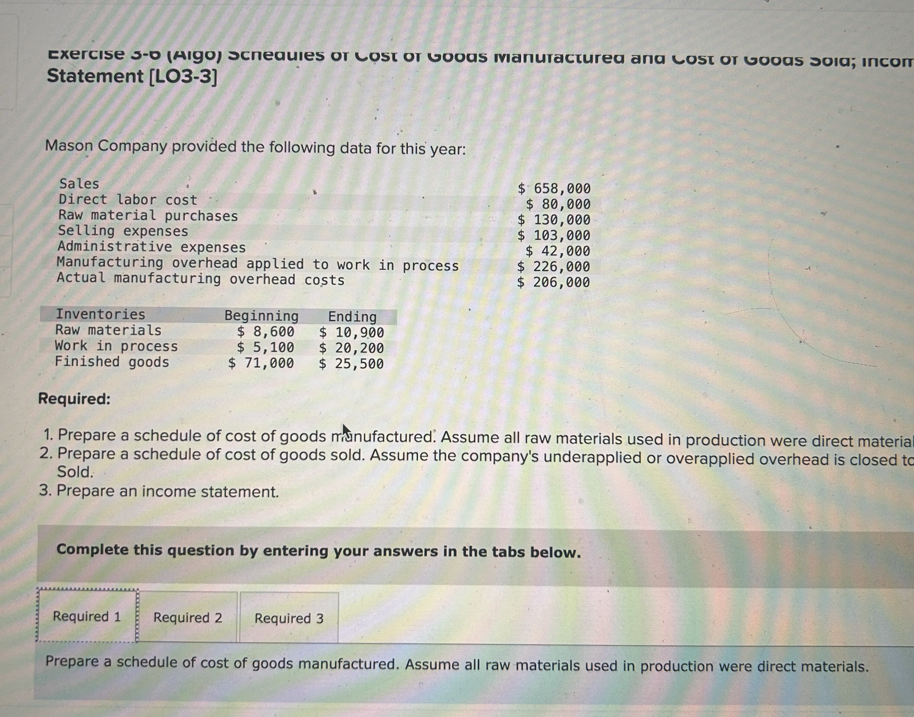 Exercise s - 0 ( A go ) Scneauies ot Cost ot