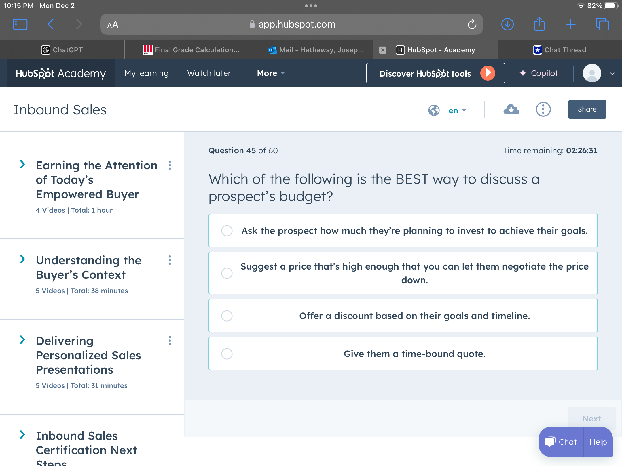 Answer 10:15 PM Mon Dec 2 soe VA B &