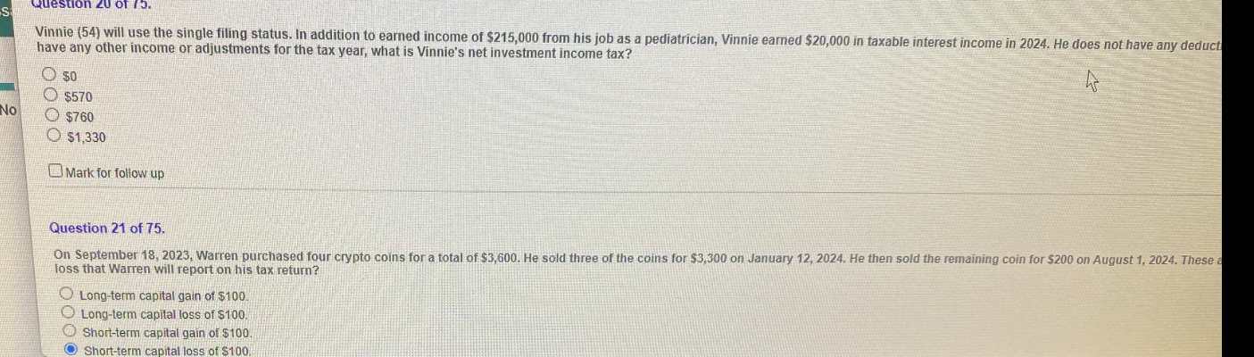 Vinnie ( 5 4 ) will use the single filing status.