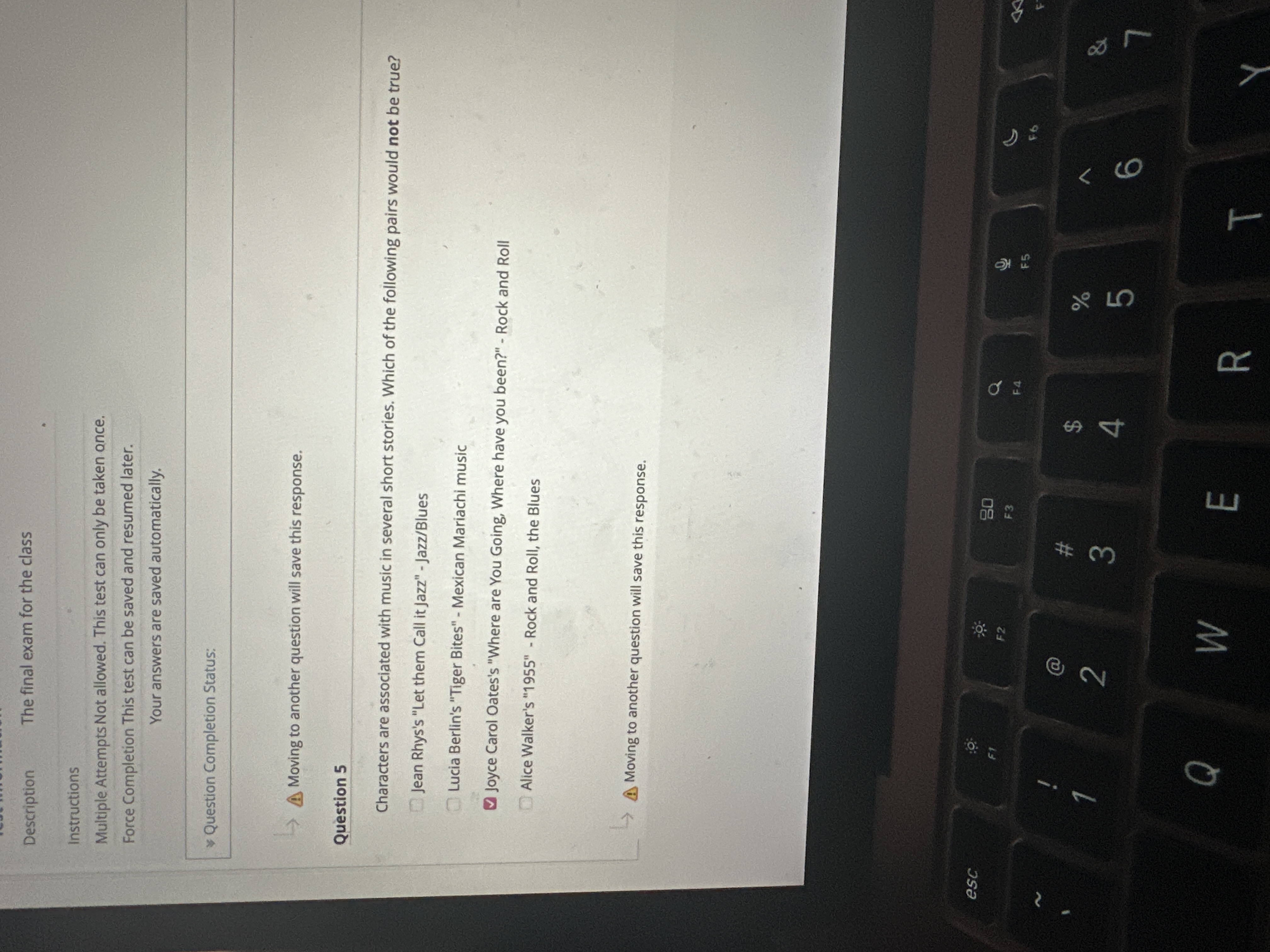 Answer Description The final exam for the class