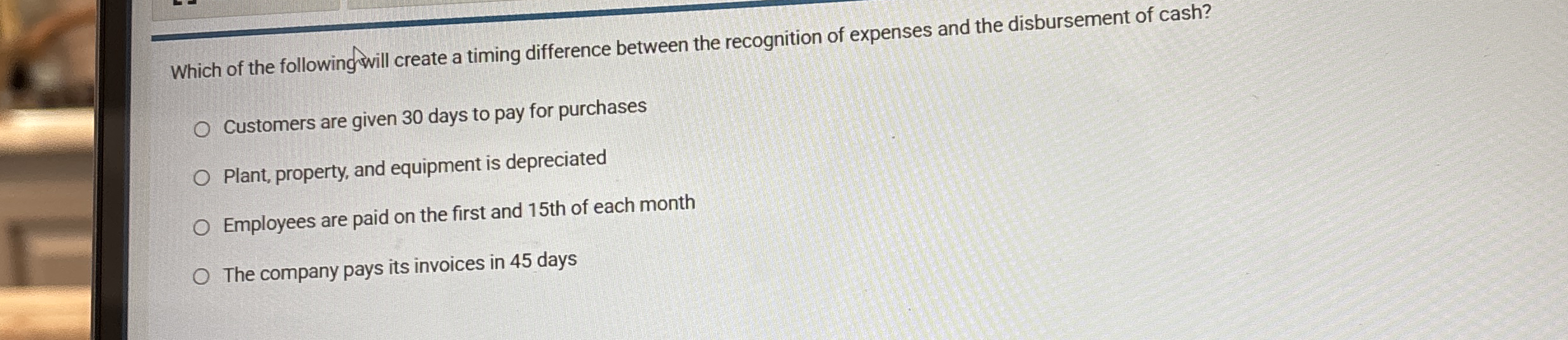Which of the followingwill create a timing