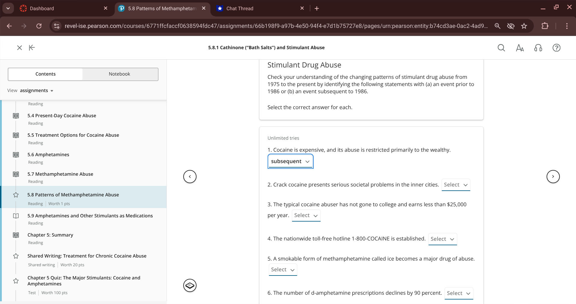 answer Dashboard X P 5.8 Patterns of Methamphetam