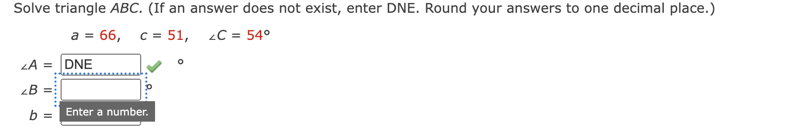 answer Solve triangle ABC. (If an answer does not