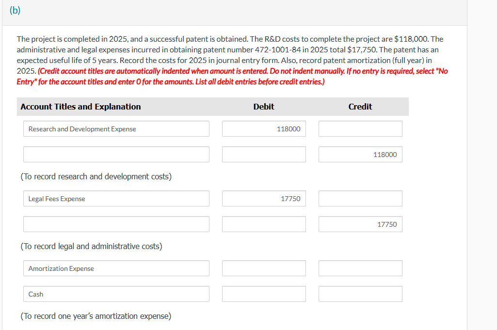 ( b ) The project is completed in 2 0 2 5 , and a