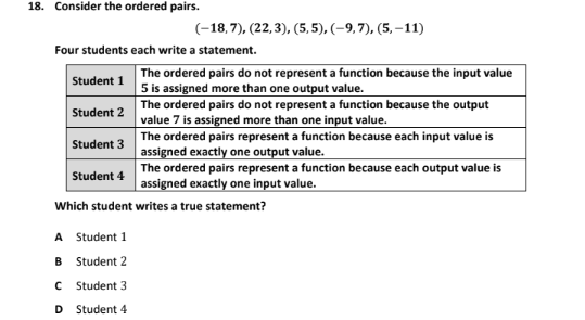 Which student writes a true statement? 18.