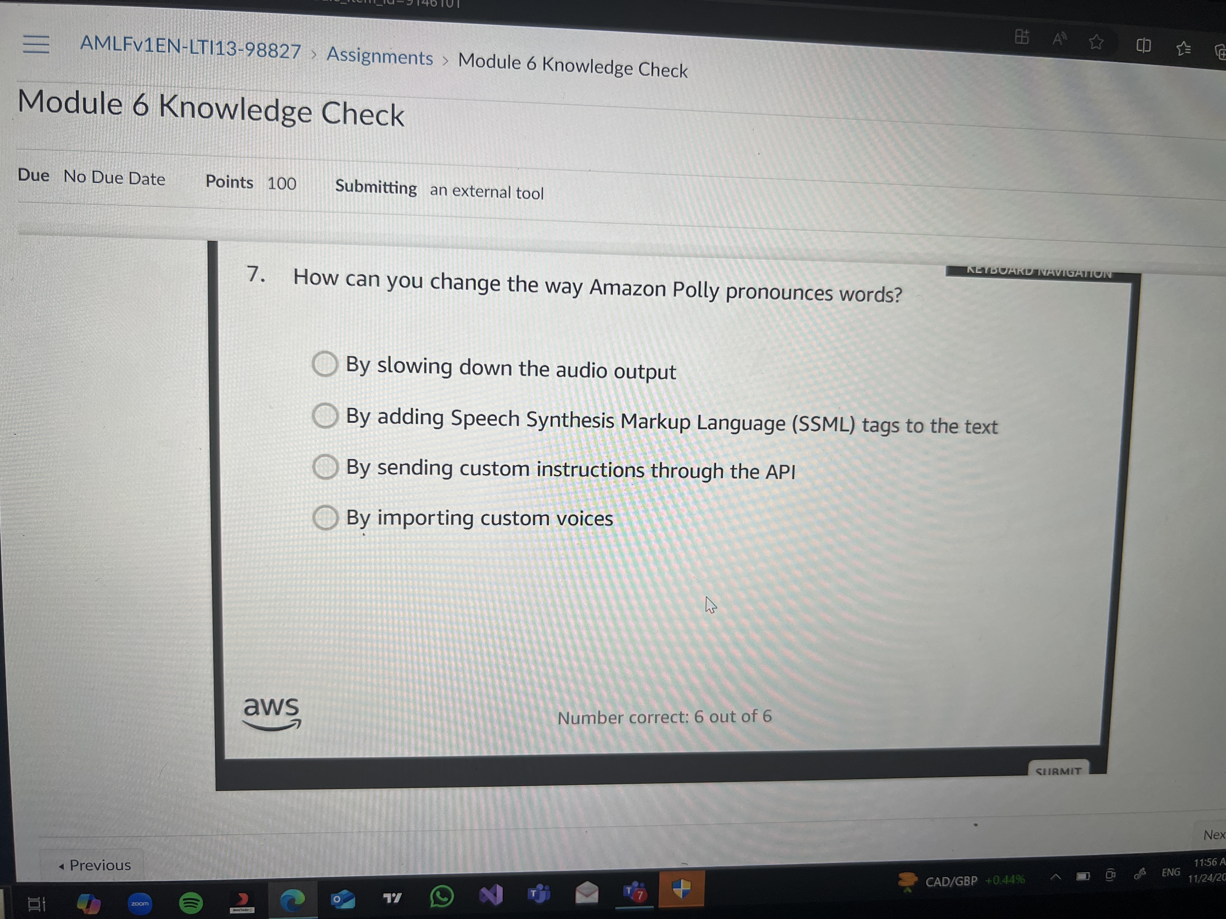 Answer Assignments > Module 6 Knowledge Check