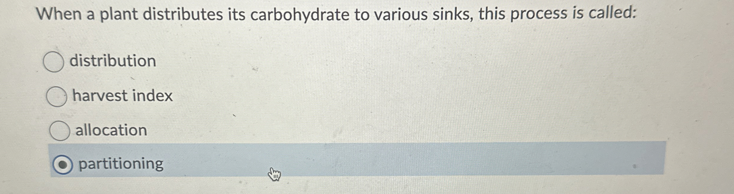 When a plant distributes its carbohydrate to