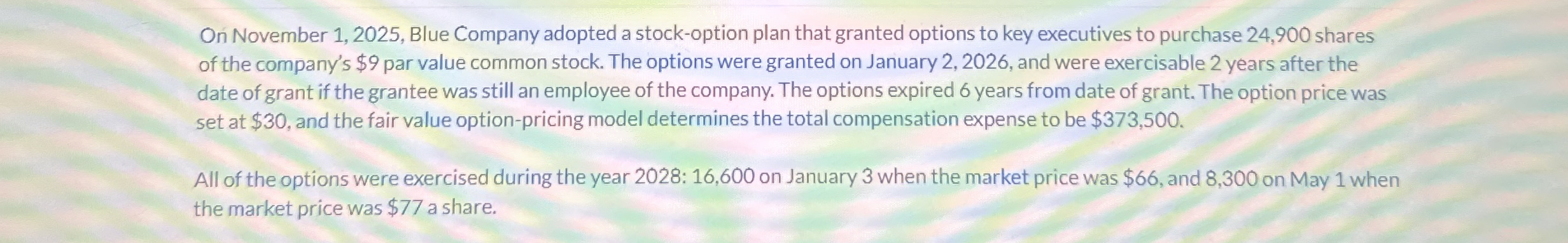 On November 1 , 2 0 2 5 , Blue Company adopted a