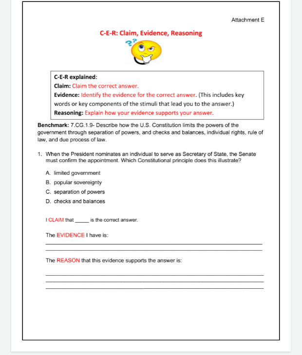 Can you help me with this CER? Attachment E