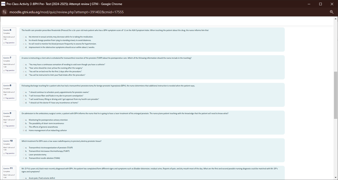 answer these questions Pre-Class Activity 3 :BPH