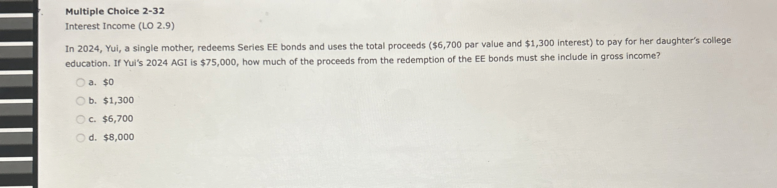 Multiple Choice 2 - 3 2 Interest Income ( LO 2 .