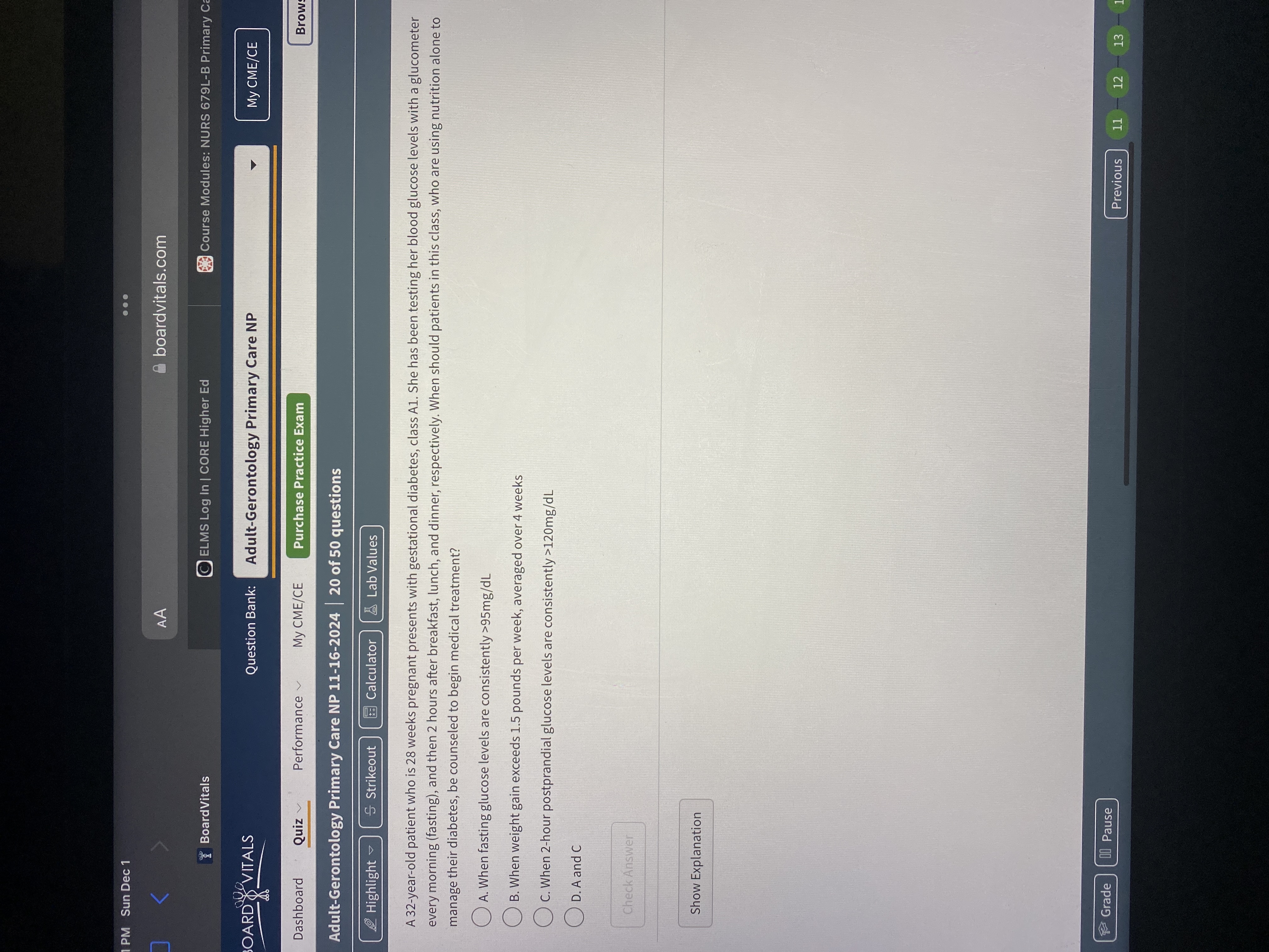 Answer PM Sun Dec 1 . . . AA boardvitals.com