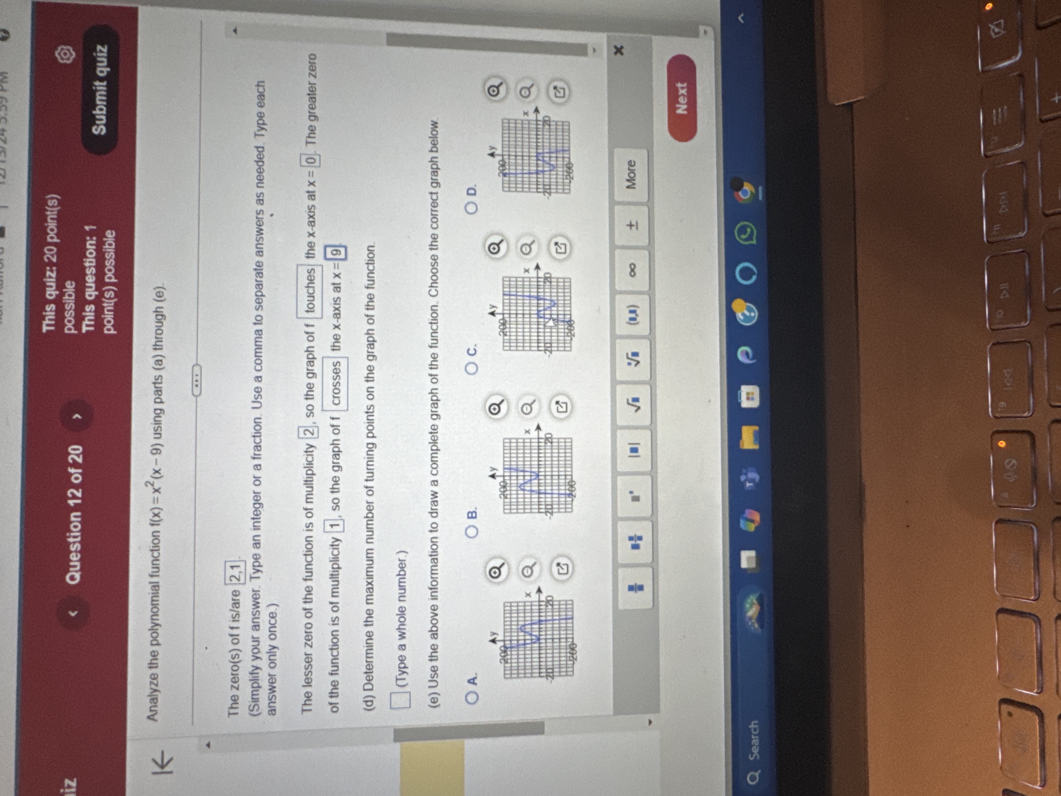 Answer d and e in bold This quiz: 20 point(s) liz