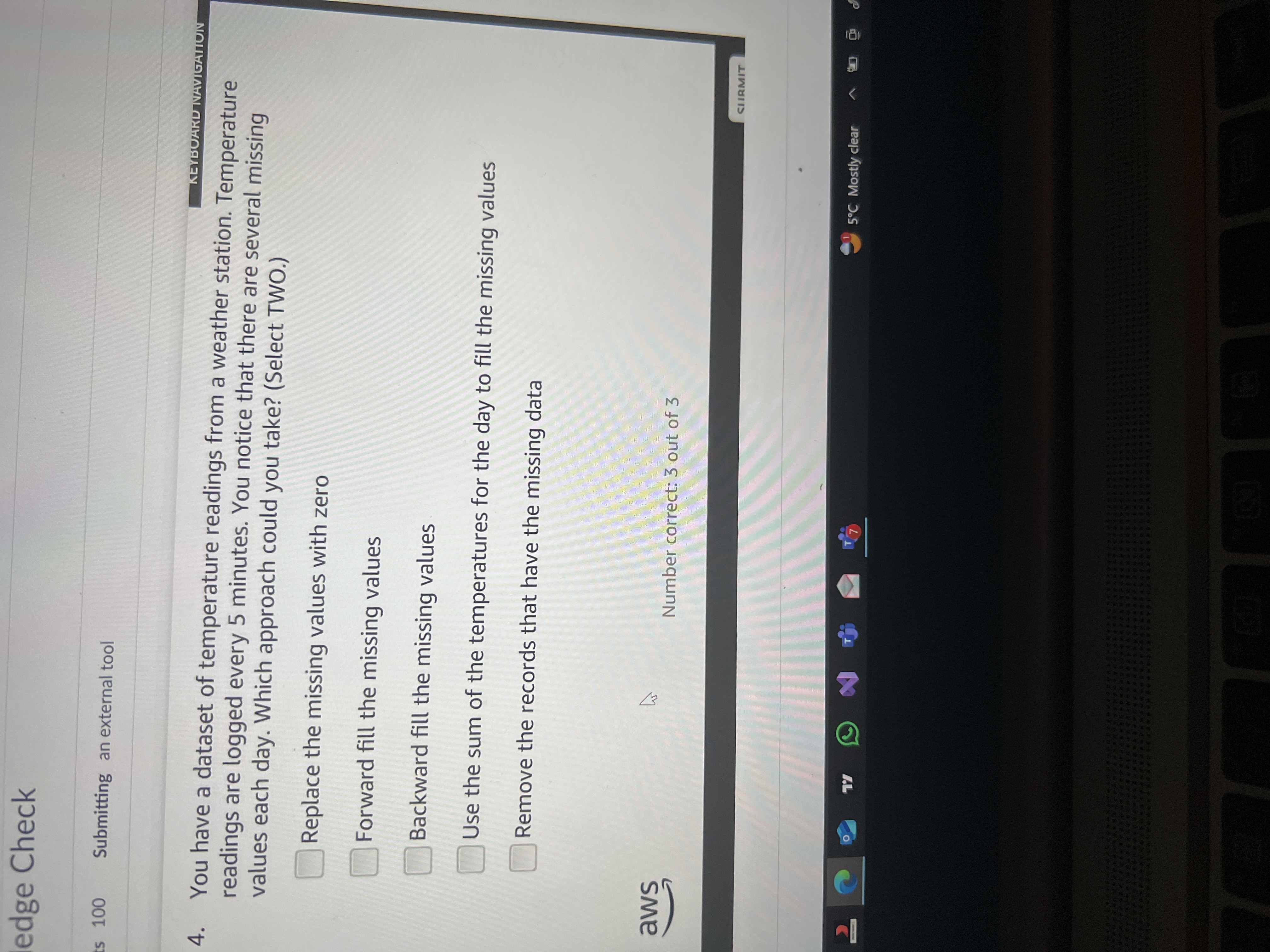 Answer edge Check 100 Submitting an external tool