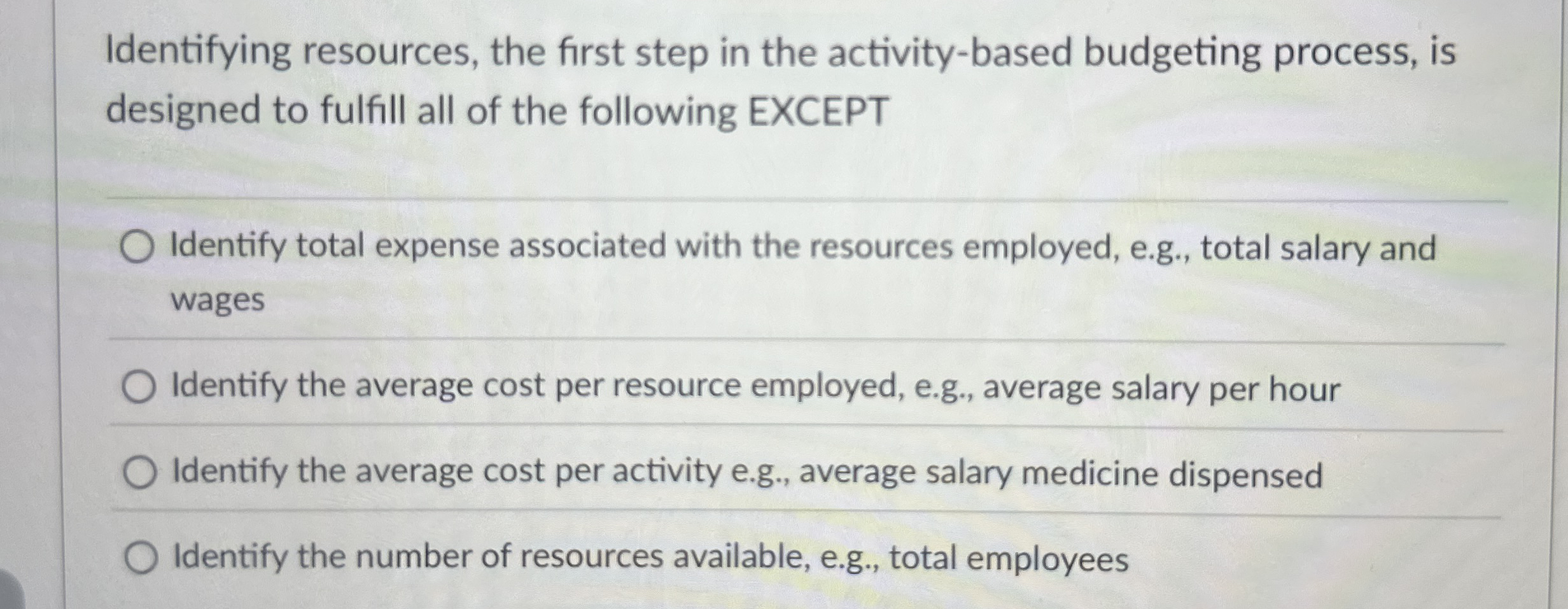 Identifying resources, the first step in the