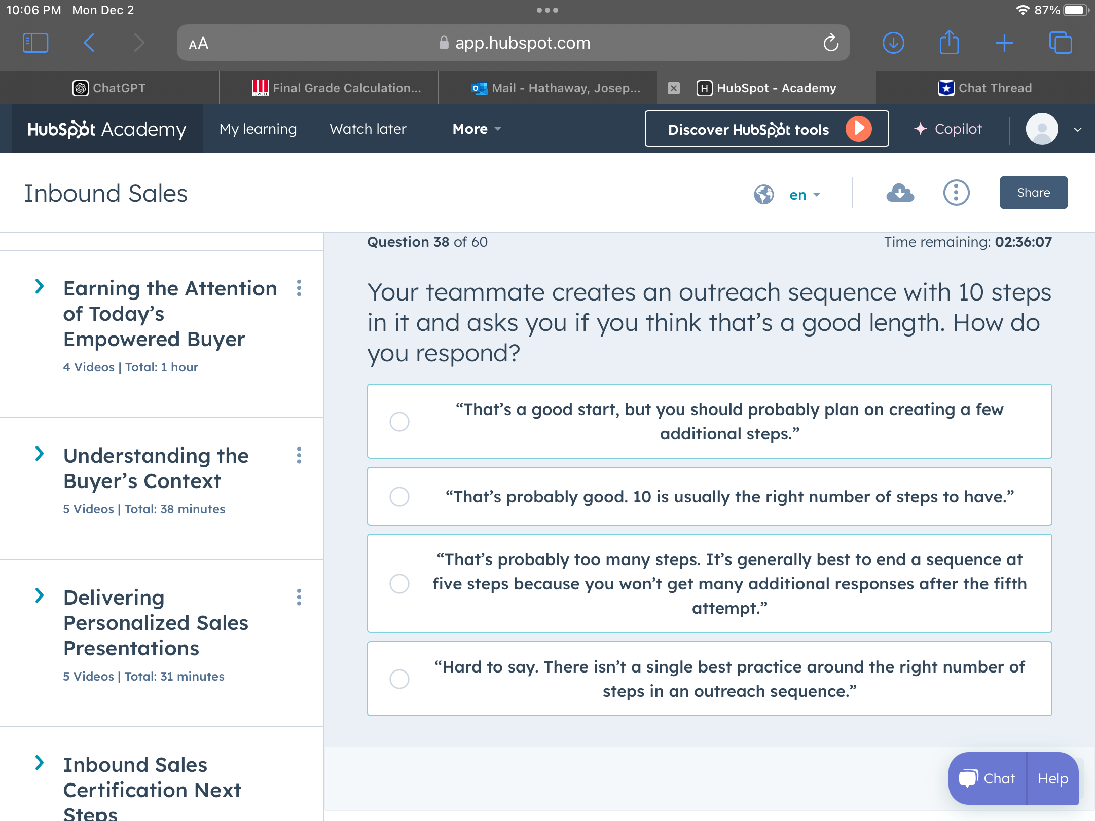 Answer 10:06 PM Mon Dec 2 soe CEVAZA ) &