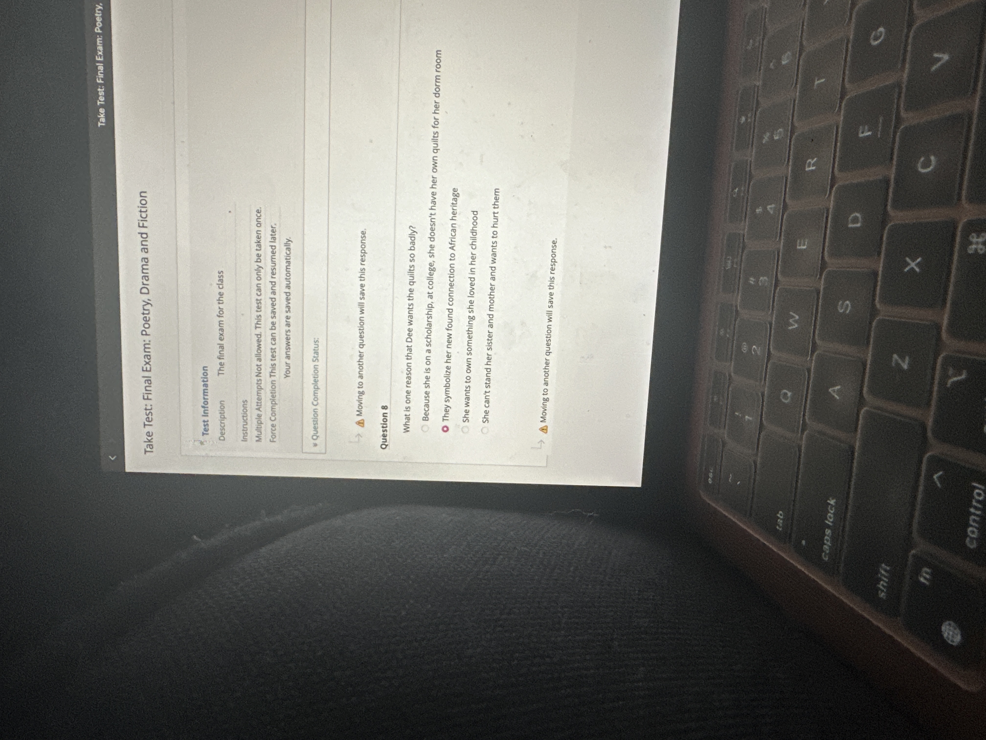 Answer Take Test: Final Exam: Poetry Take Test: