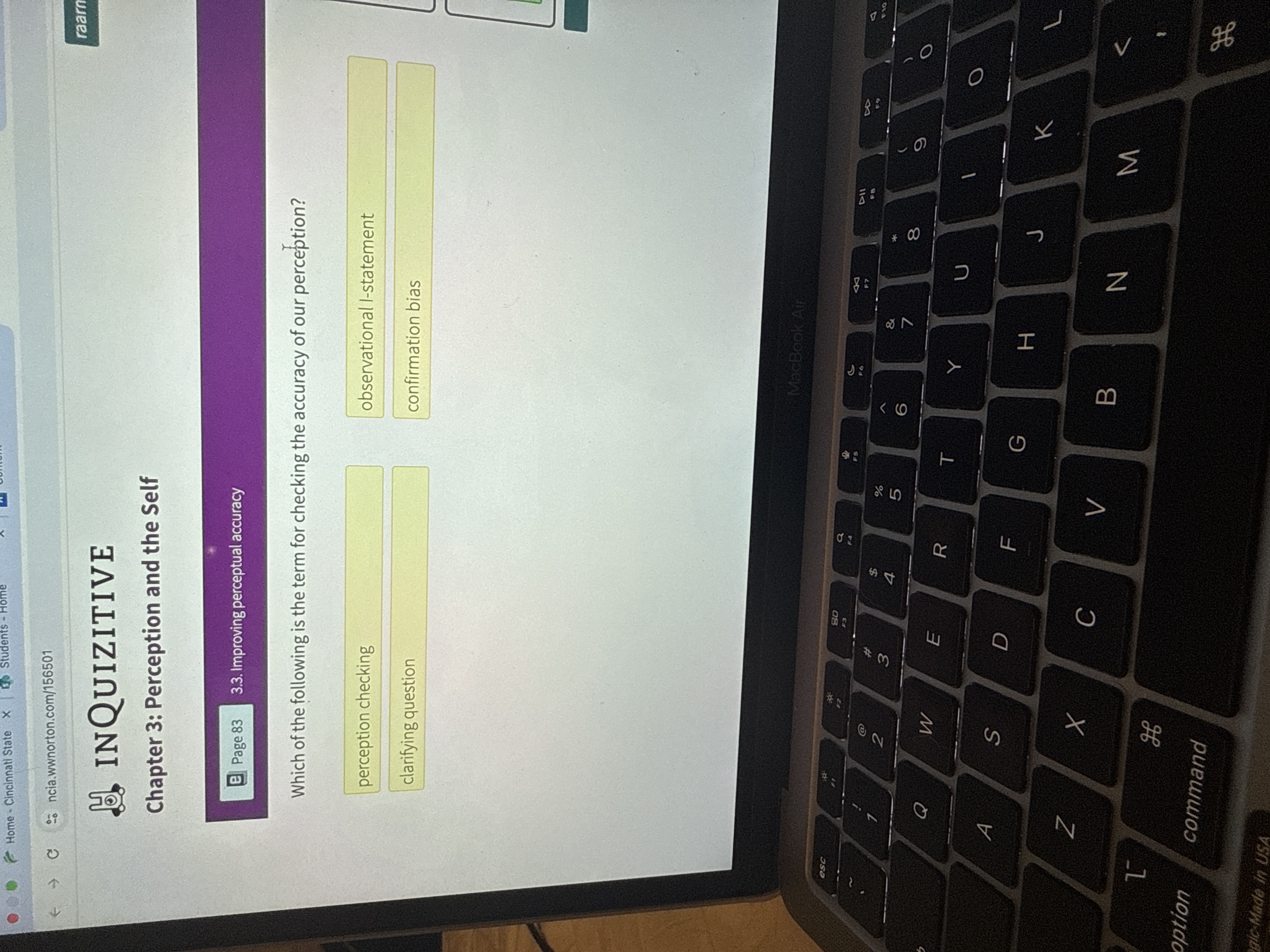 answer . Home - Cincinnati State X Students C :