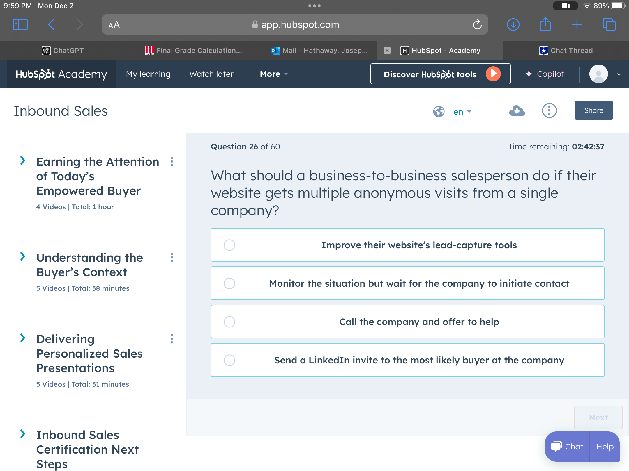 Answer 9:59 PM Mon Dec 2 . . . 89% AA