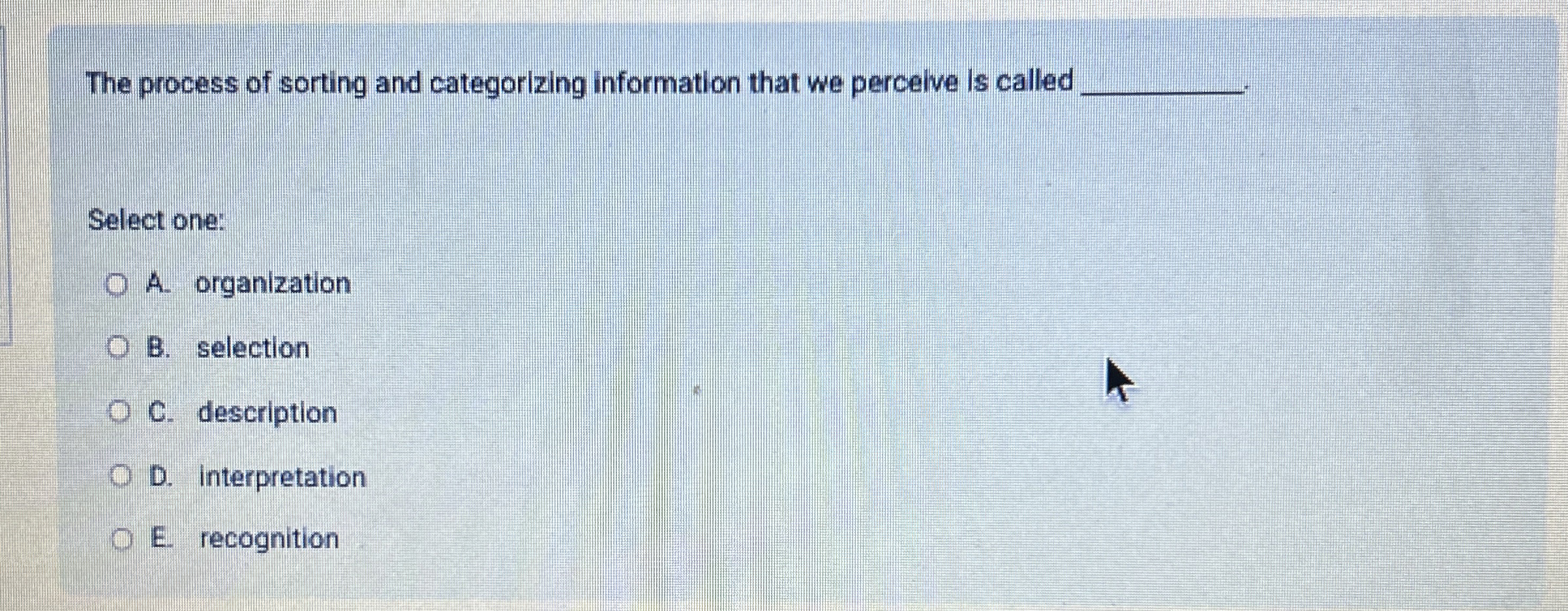 The process of sorting and categorizing