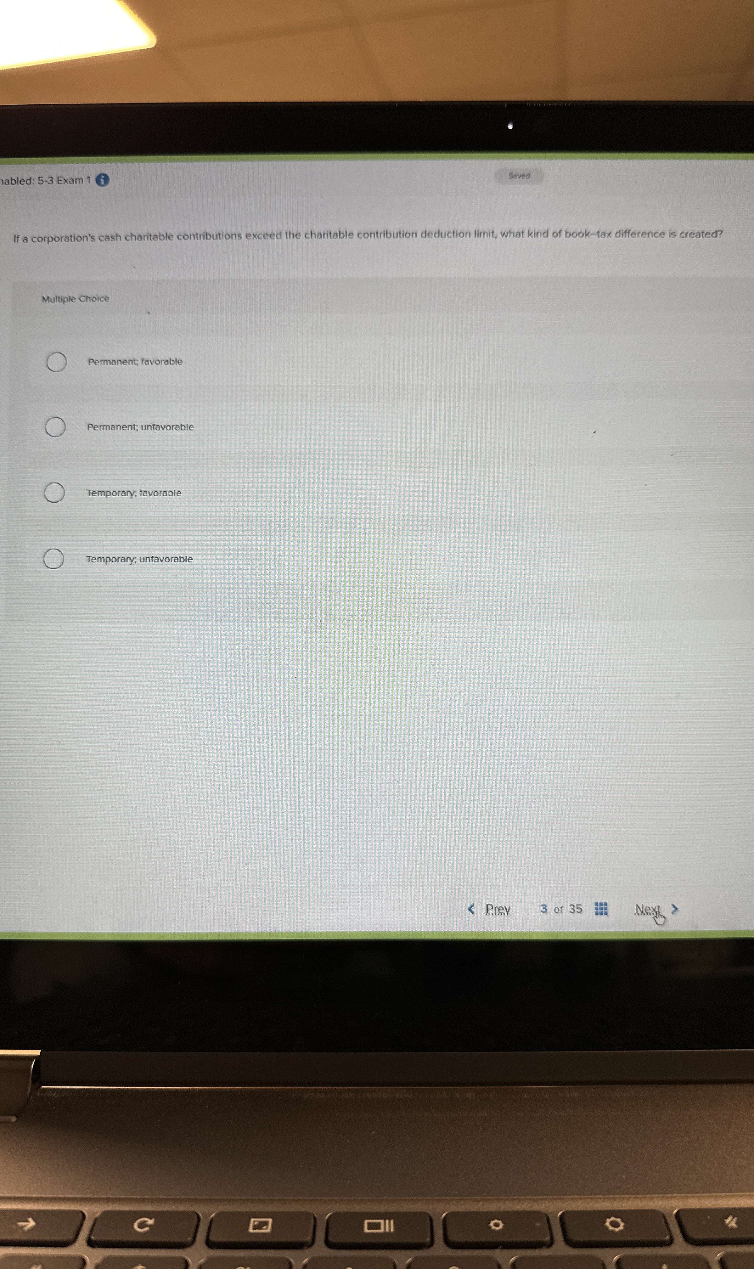 abled: 5 - 3 Exam 1 Saved If a corporation's cash
