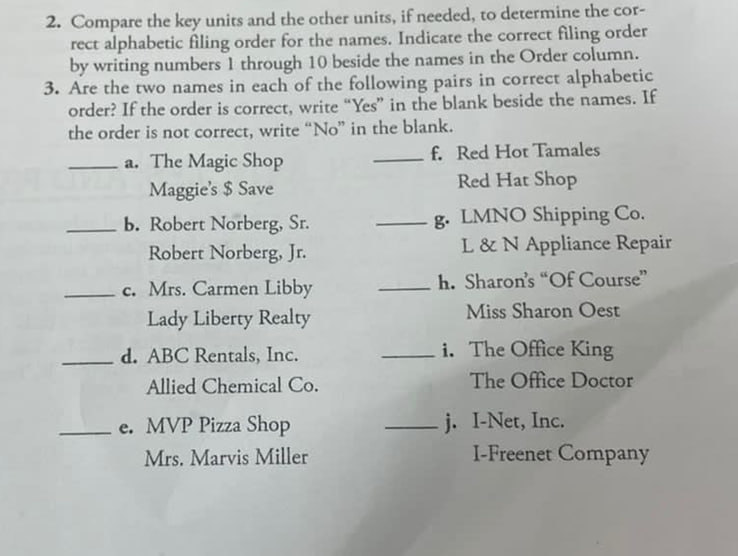 correct answer 2. Compare the key units and the