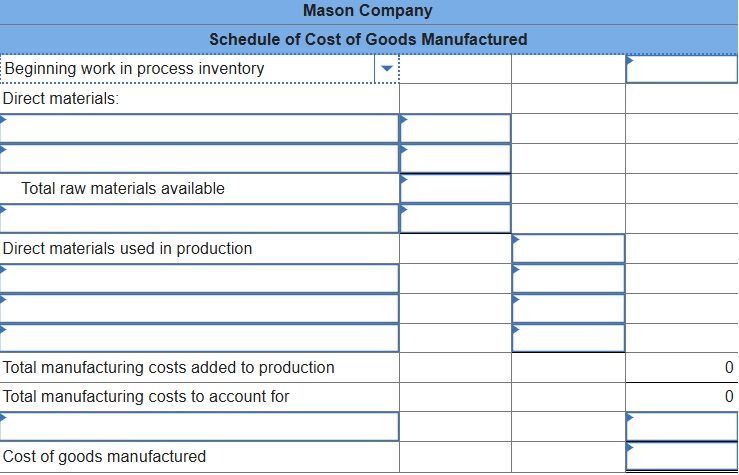 Mason Company provided the following data for