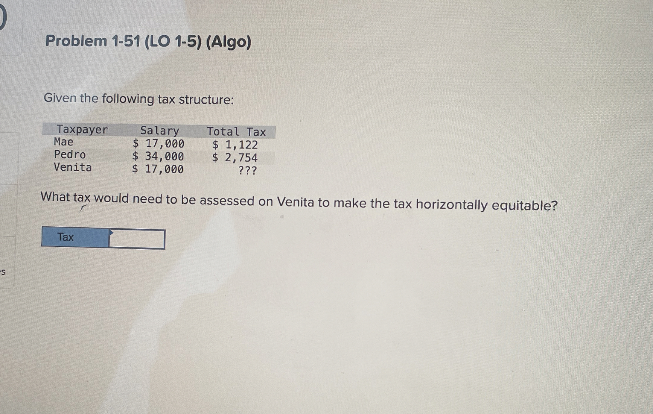 Problem 1 - 5 1 ( LO 1 - 5 ) ( Algo ) Given the