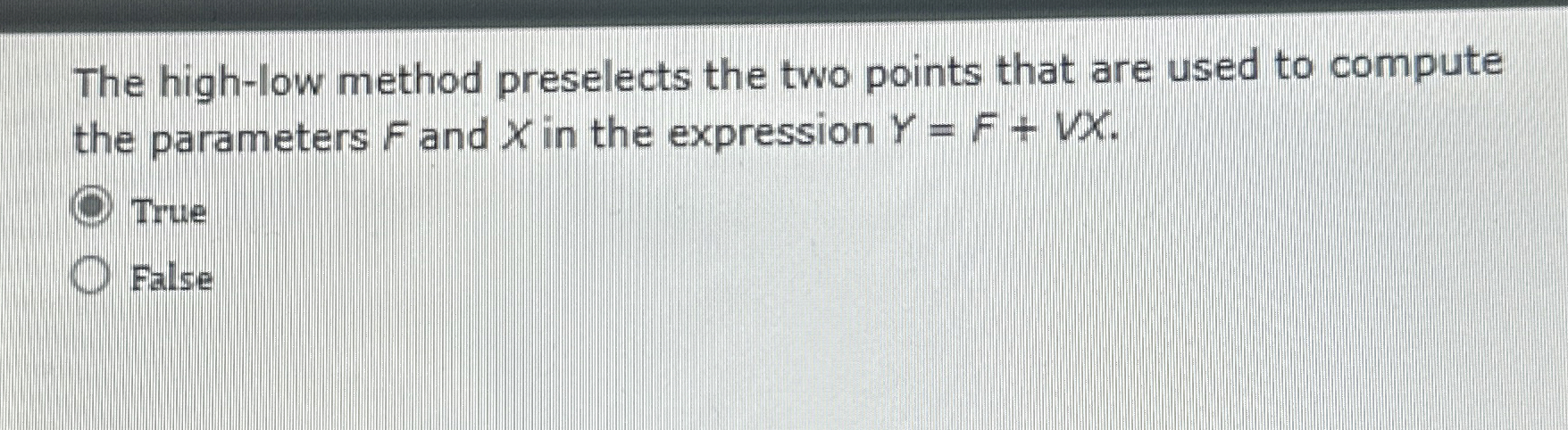The high - low method preselects the two points