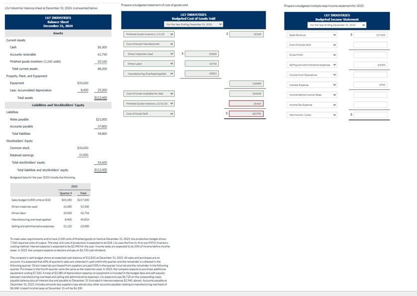 Lily Industries' balance sheet at December 3 1 ,