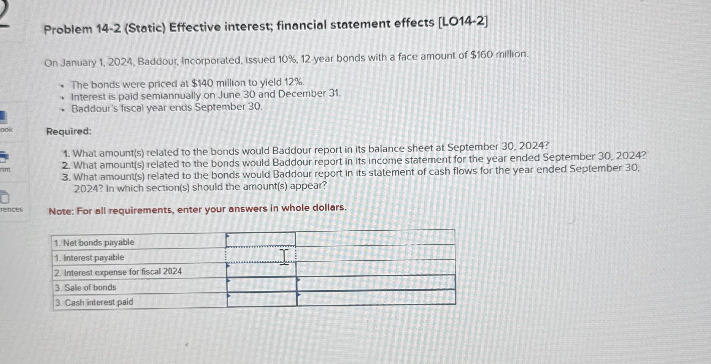 Problem 1 4 - 2 ( Static ) Effective interest;