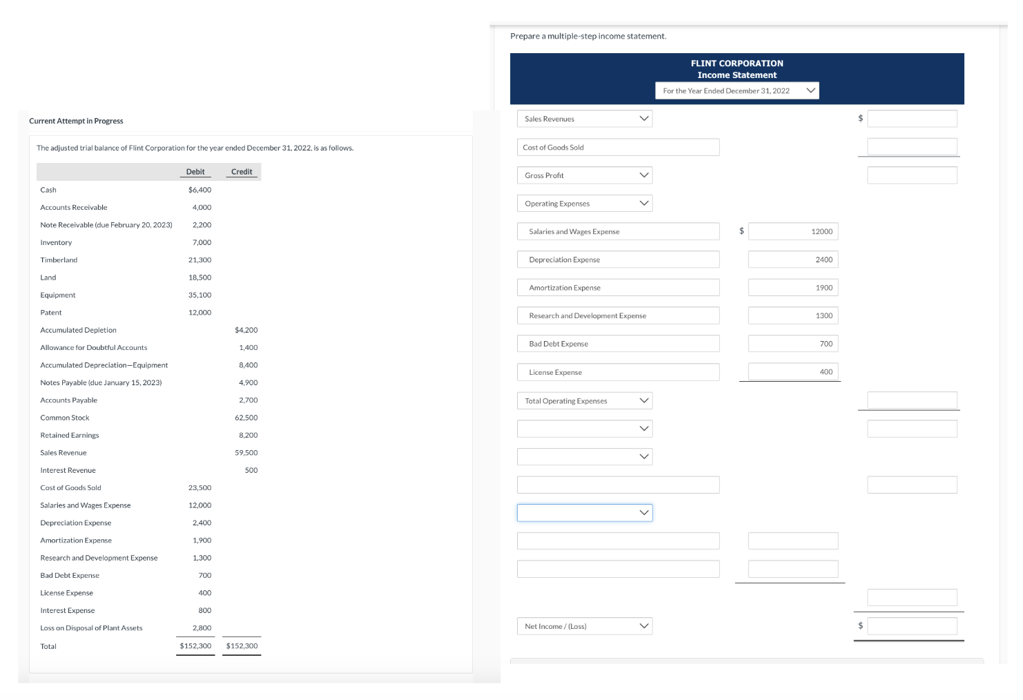 Prepare a multiple - step income statement. FLINT