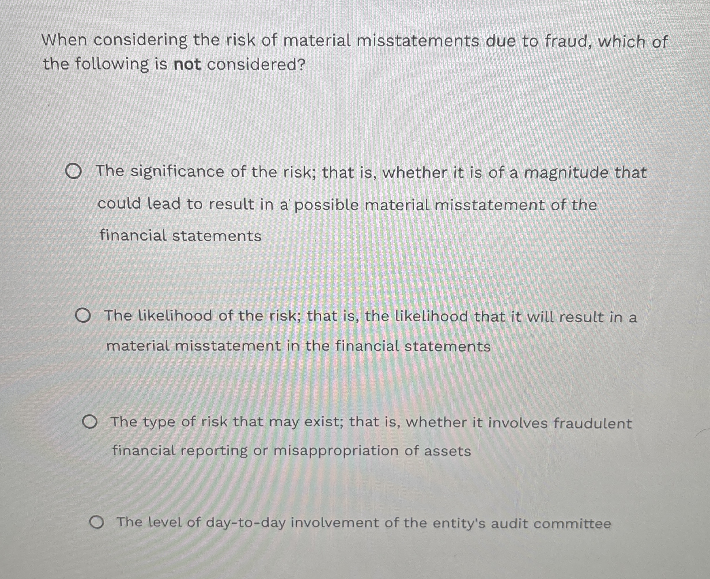 When considering the risk of material