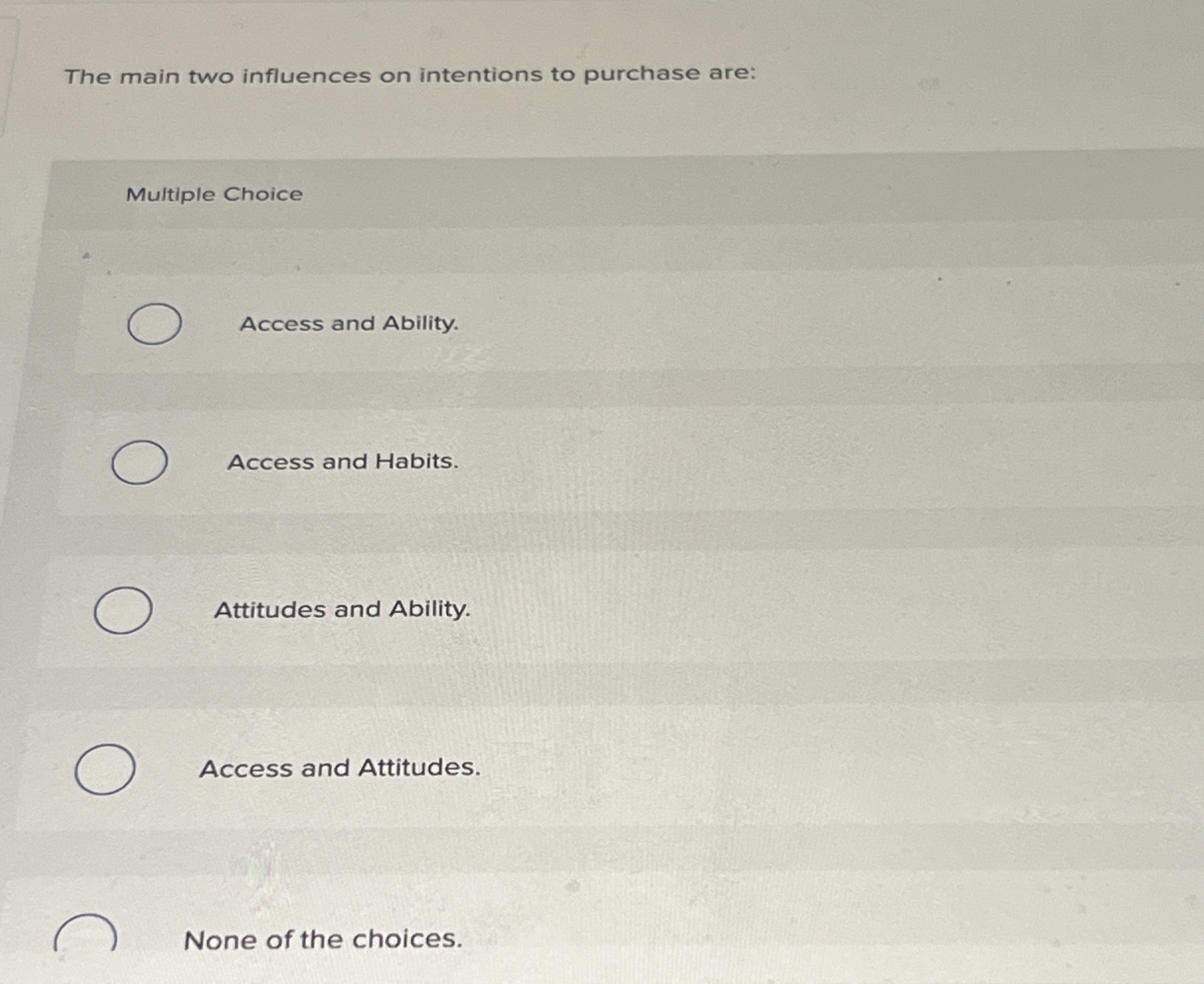 The main two influences on intentions to purchase