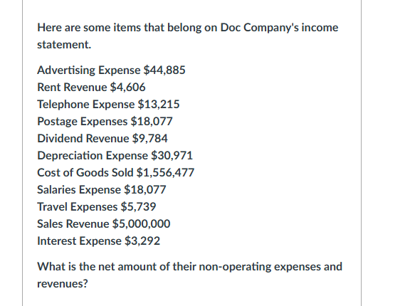 Here are some items that belong on Doc Company's