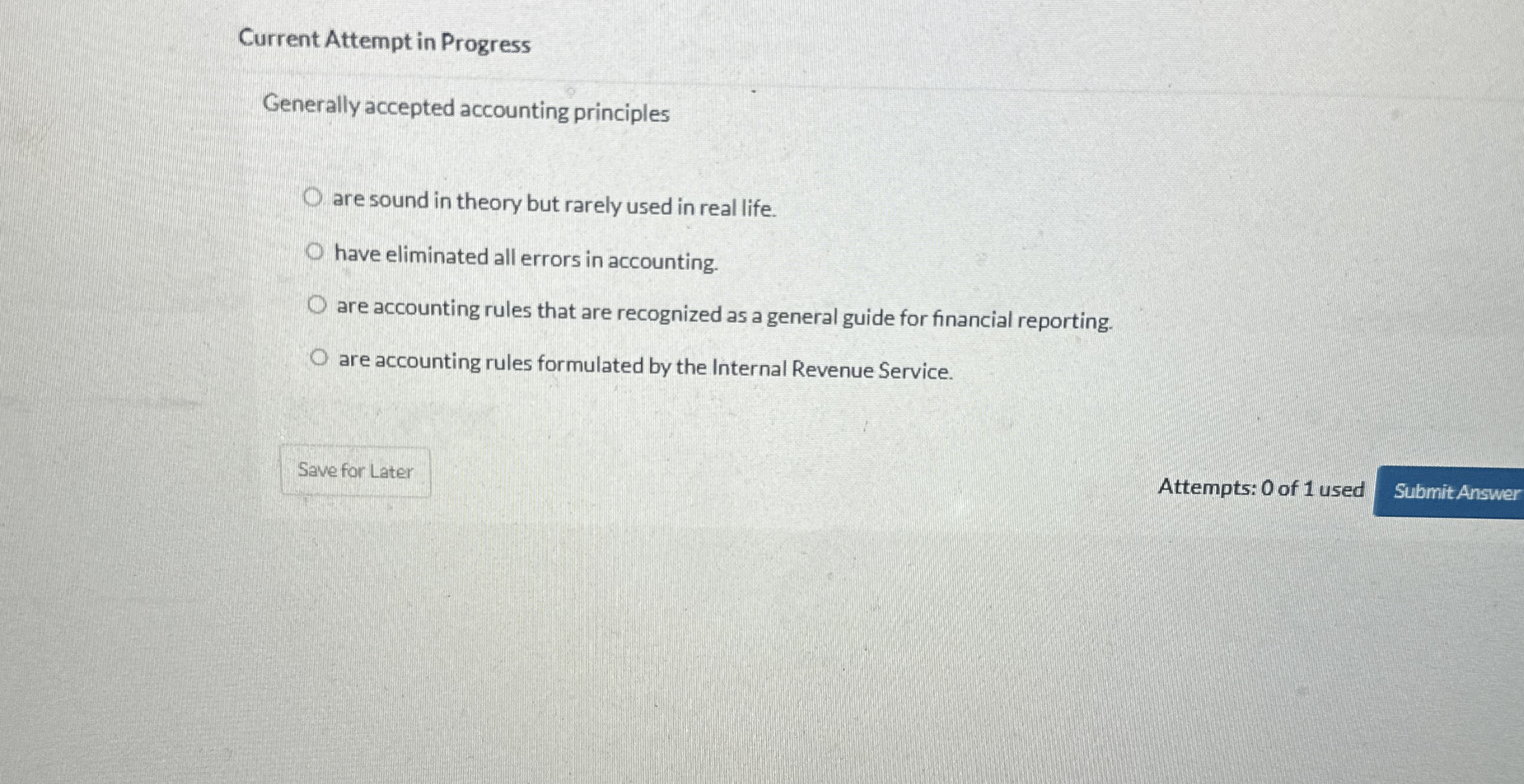 Current Attempt in Progress Generally accepted