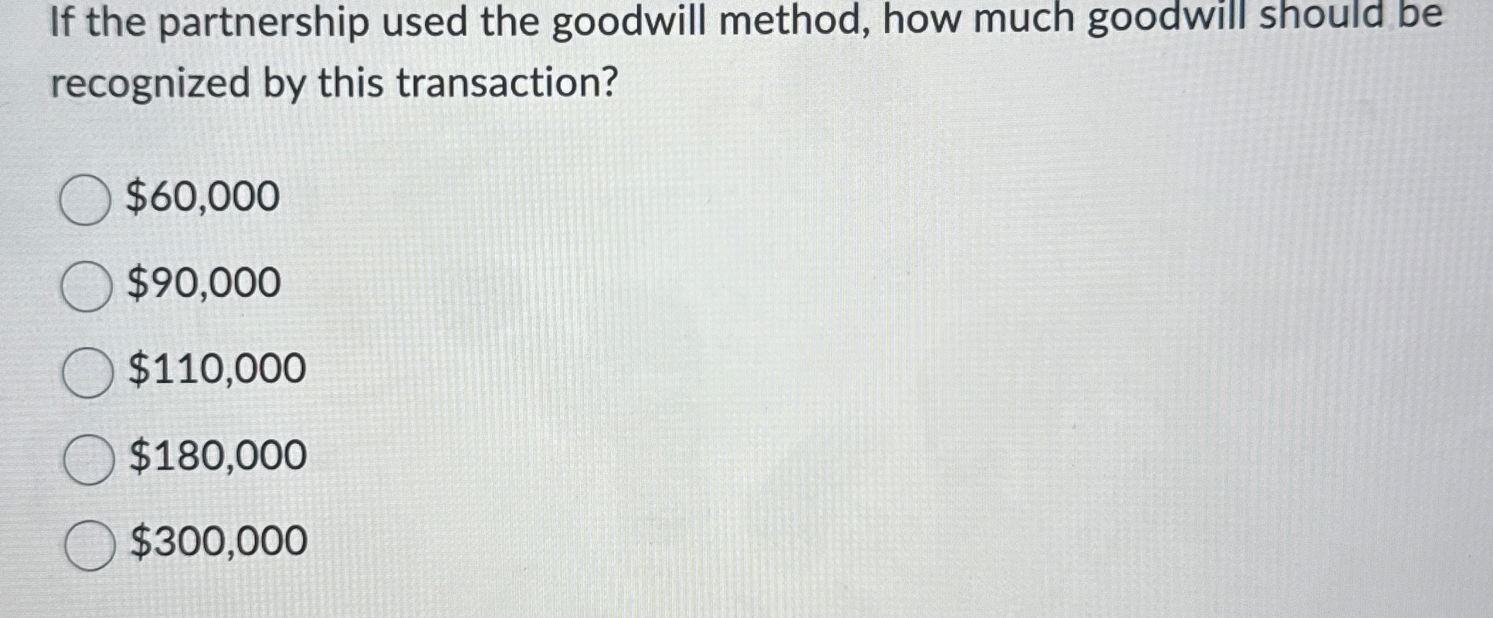 If the partnership used the goodwill method, how