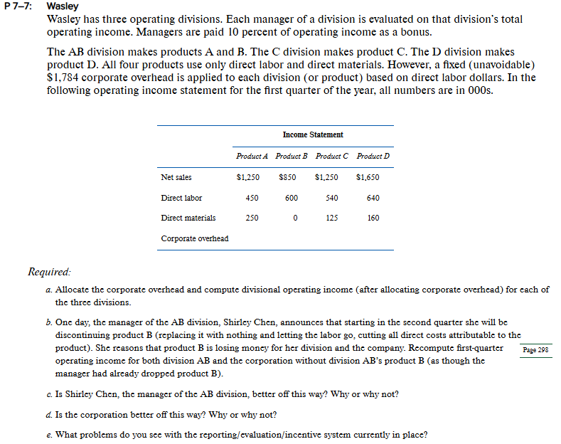 P 7 - 7 : Wasley Wasley has three operating
