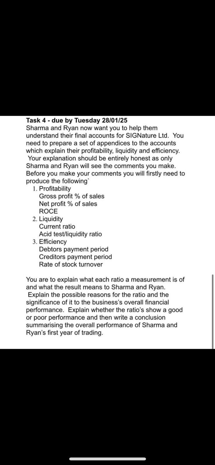 Task 4 - due by Tuesday 2 8 / 0 1 / 2 5 Sharma